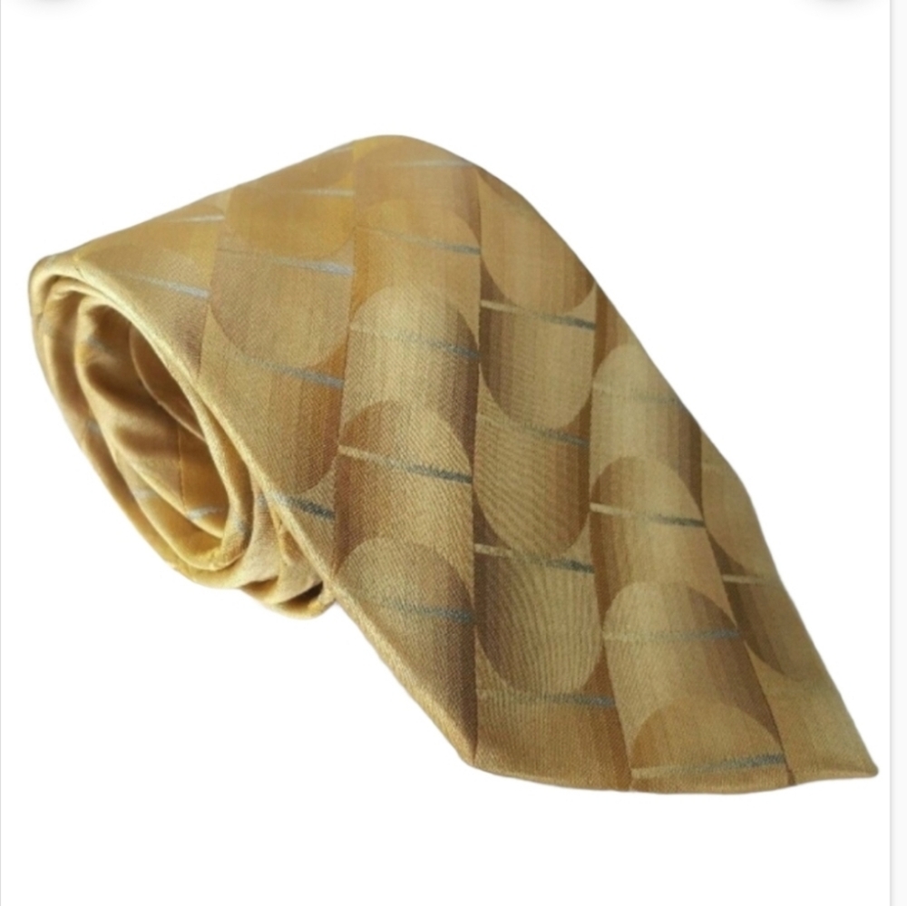 Tie Gold Gray  Stafford Executive Necktie Tie 60" 3.5"  *